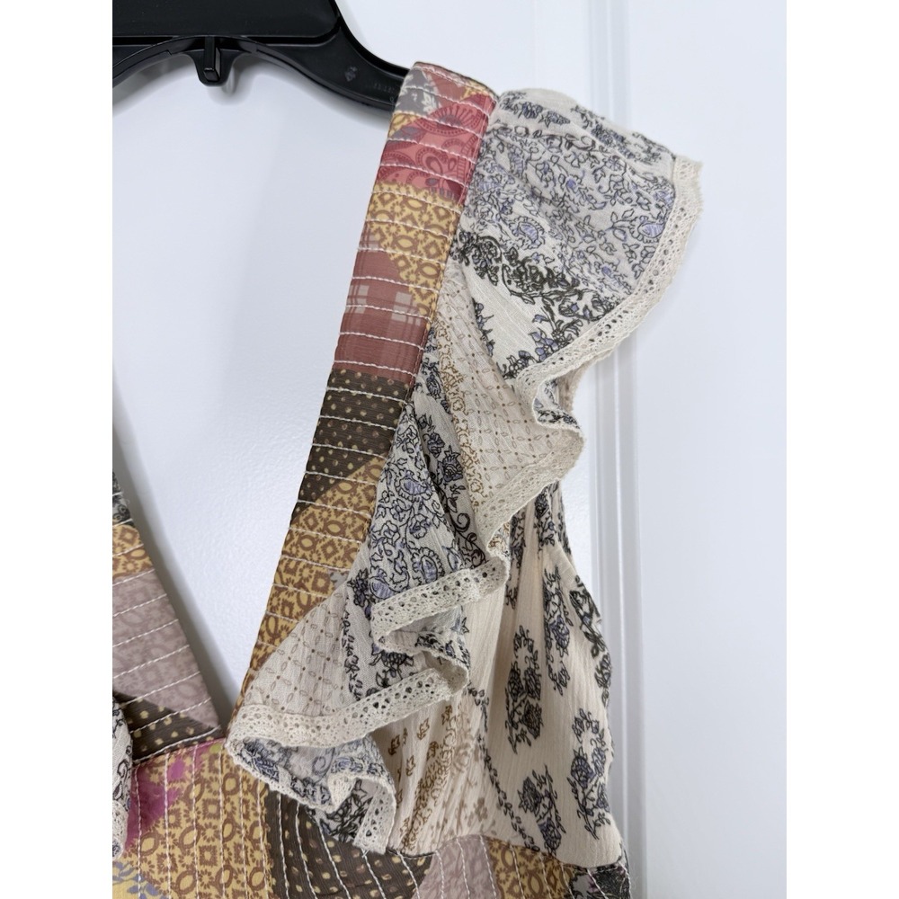 Anthropologie Let Me Be Quilted Ruffle Patchwork Maxi Dress Size Small - Picture 7 of 11